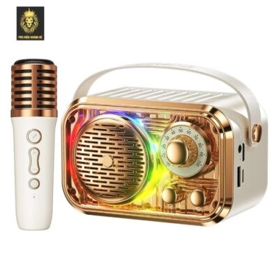 Loa Bluetooth Karaoke Mini WEKOME WD-03 màu trắng